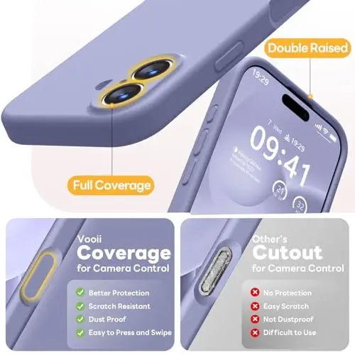 Vooii Magnetic for iPhone 17 Case, Compatible with Magsafe (Premium Liquid Silicone) (Integrated Camera Control Button) Full Body Protective Anti-Scratch Microfiber Lining 6.3