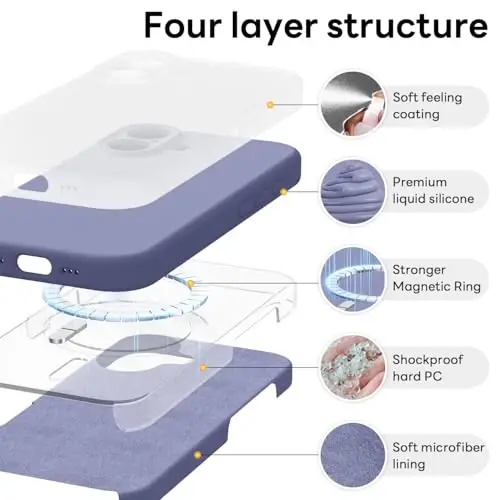 Vooii Magnetic for iPhone 17 Case, Compatible with Magsafe (Premium Liquid Silicone) (Integrated Camera Control Button) Full Body Protective Anti-Scratch Microfiber Lining 6.3