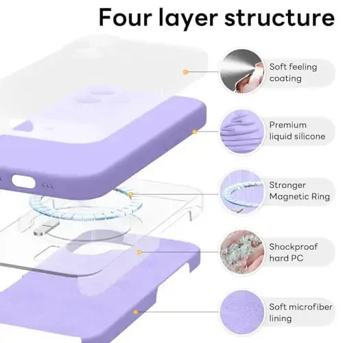 Vooii Magnetic for iPhone 17 Case, Compatible with Magsafe (Premium Liquid Silicone) (Integrated Camera Control Button) Full Body Protective Anti-Scratch Microfiber Lining 6.3