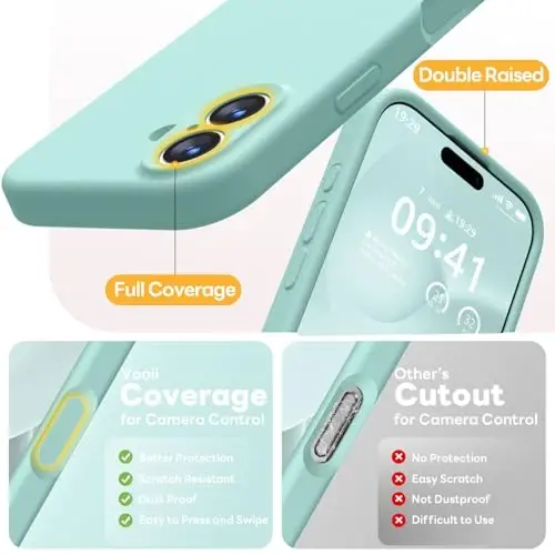 Vooii Magnetic for iPhone 17 Case, Compatible with Magsafe (Premium Liquid Silicone) (Integrated Camera Control Button) Full Body Protective Anti-Scratch Microfiber Lining 6.3