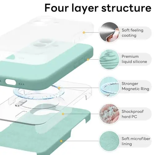 Vooii Magnetic for iPhone 17 Case, Compatible with Magsafe (Premium Liquid Silicone) (Integrated Camera Control Button) Full Body Protective Anti-Scratch Microfiber Lining 6.3