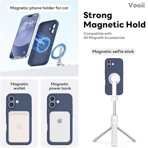 Vooii Magnetic for iPhone 17 Case, Compatible with Magsafe (Premium Liquid Silicone) (Integrated Camera Control Button) Full Body Protective Anti-Scratch Microfiber Lining 6.3