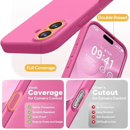 Vooii Magnetic for iPhone 17 Case, Compatible with Magsafe (Premium Liquid Silicone) (Integrated Camera Control Button) Full Body Protective Anti-Scratch Microfiber Lining 6.3