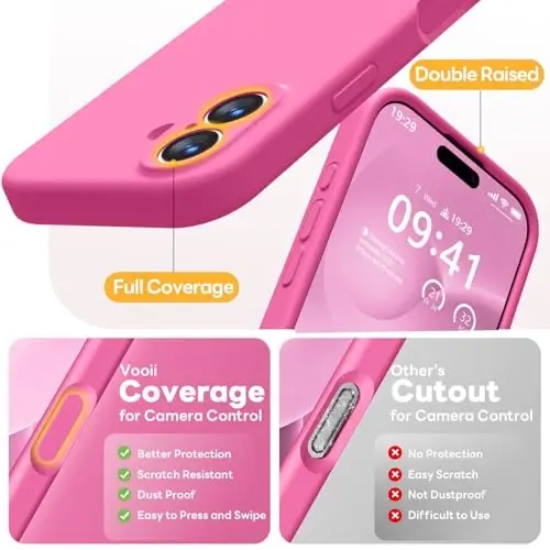 Vooii Magnetic for iPhone 17 Case, Compatible with Magsafe (Premium Liquid Silicone) (Integrated Camera Control Button) Full Body Protective Anti-Scratch Microfiber Lining 6.3