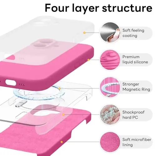 Vooii Magnetic for iPhone 17 Case, Compatible with Magsafe (Premium Liquid Silicone) (Integrated Camera Control Button) Full Body Protective Anti-Scratch Microfiber Lining 6.3