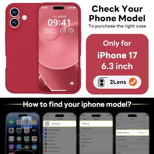 Vooii Magnetic for iPhone 17 Case, Compatible with Magsafe (Premium Liquid Silicone) (Integrated Camera Control Button) Full Body Protective Anti-Scratch Microfiber Lining 6.3