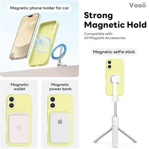 Vooii Magnetic for iPhone 17 Case, Magsafe bilan mos (Premium Liquid Silicone) (Oʻrnatilgan Kamera Boshqaruv Tugmasi) Toʻliq Himoya Chizilishga qarshi Mikrofiber Astar 6.3