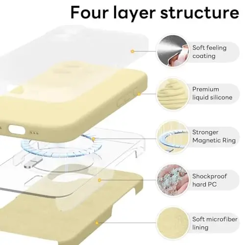 Vooii Magnetic for iPhone 17 Case, Magsafe bilan mos (Premium Liquid Silicone) (Oʻrnatilgan Kamera Boshqaruv Tugmasi) Toʻliq Himoya Chizilishga qarshi Mikrofiber Astar 6.3