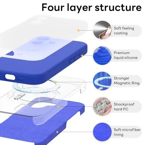Vooii Magnetic for iPhone 17 Case, Magsafe bilan mos (Premium Suyuq Silikon) (Integratsiyalashgan Kamera Boshqaruv Tugmasi) To'liq Himoya Chizilishga Qarshi Mikrofiber Astar 6.3