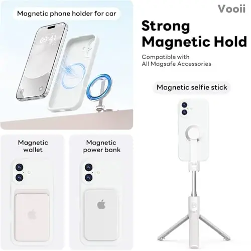 Vooii Magnetic for iPhone 17 Case, Magsafe bilan mos (Premium suyuq silikon) (Integratsiyalashgan kamera boshqaruv tugmasi) To'liq himoya, tirnalishga qarshi mikrofiber astar 6,3