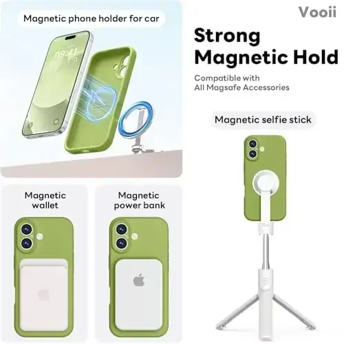 Vooii Magnetic for iPhone 17 Case, Magsafe bilan mos (Premium Suyuq Silikon) (Integratsiyalashgan Kamera Boshqaruv Tugmasi) To'liq Tana Himoyalovchi Chizishga Qarshi Mikrofiber Astar 6.3
