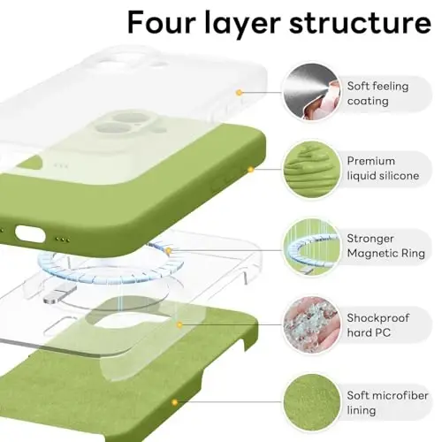Vooii Magnetic for iPhone 17 Case, Magsafe bilan mos (Premium Suyuq Silikon) (Integratsiyalashgan Kamera Boshqaruv Tugmasi) To'liq Tana Himoyalovchi Chizishga Qarshi Mikrofiber Astar 6.3