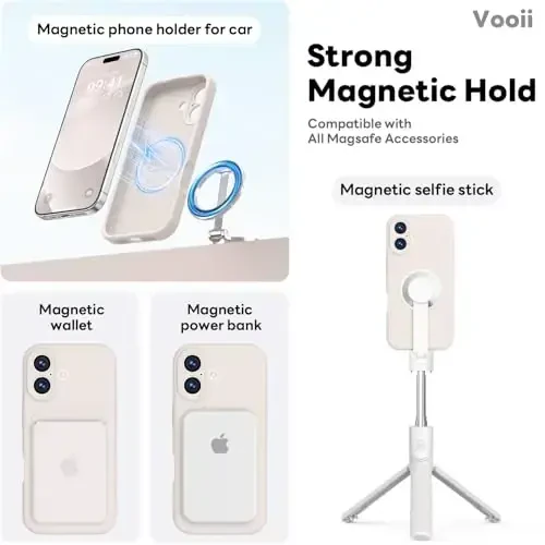 Vooii Magnetic for iPhone 17 Case, Magsafe bilan mos (Premium Suyuq Silikon) (O'rnatilgan Kamera Boshqaruv Tugmasi) To'liq Himoya Chizishga Qarshi Mikrofiber Astar 6.3