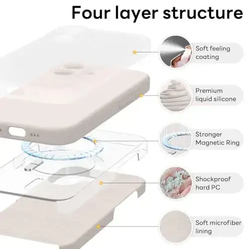 Vooii Magnetic for iPhone 17 Case, Magsafe bilan mos (Premium Suyuq Silikon) (O'rnatilgan Kamera Boshqaruv Tugmasi) To'liq Himoya Chizishga Qarshi Mikrofiber Astar 6.3