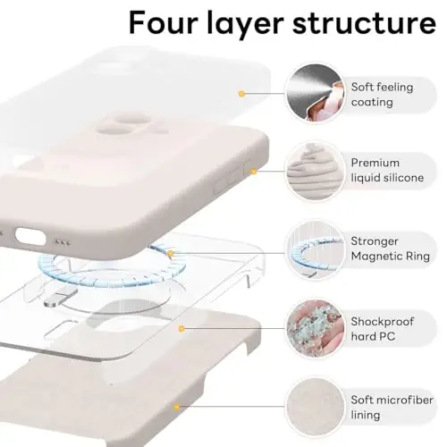 Vooii Magnetic for iPhone 17 Case, Magsafe bilan mos (Premium Suyuq Silikon) (O'rnatilgan Kamera Boshqaruv Tugmasi) To'liq Himoya Chizishga Qarshi Mikrofiber Astar 6.3