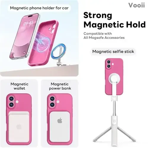 Vooii Magnetic for iPhone 17 Case, Magsafe bilan mos (Premium suyuq silikon) (O'rnatilgan kamera boshqaruv tugmasi) To'liq himoya qiluvchi tirnalishga qarshi mikrofiber astar 6,3