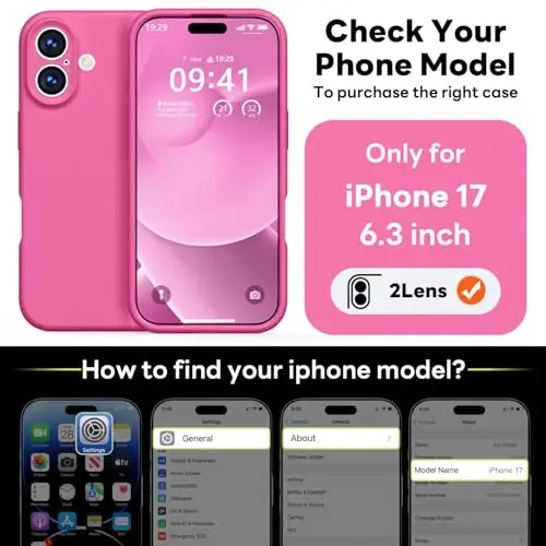 Vooii Magnetic for iPhone 17 Case, Magsafe bilan mos (Premium suyuq silikon) (O'rnatilgan kamera boshqaruv tugmasi) To'liq himoya qiluvchi tirnalishga qarshi mikrofiber astar 6,3