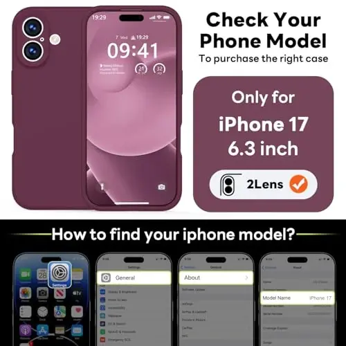 Vooii Magnetic for iPhone 17 Case, Magsafe bilan mos (Premium suyuq silikon) (Oʻrnatilgan kamera boshqaruv tugmasi) Toʻliq himoya qiluvchi tirnalishga qarshi mikrofiber astar 6.3