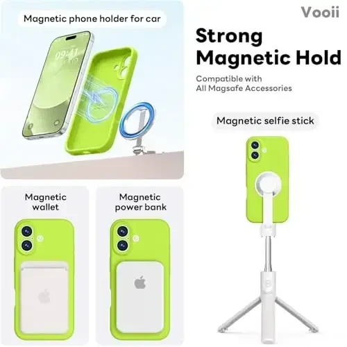 Vooii Magnetic for iPhone 17 Case, Magsafe bilan mos (Premium suyuq silikon) (O'rnatilgan kamera boshqaruv tugmasi) To'liq himoya, tirnalishga qarshi mikrofiber astar 6.3