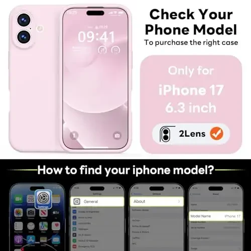 Vooii Magnetic for iPhone 17 Case, Magsafe bilan mos (Premium suyuq silikon) (Oʻrnatilgan kamera boshqaruv tugmasi) Toʻliq korpusli himoya chizilishga qarshi mikrofiber astar 6.3