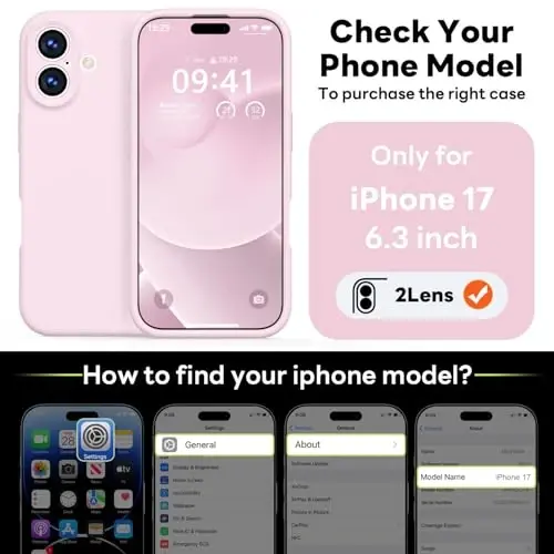 Vooii Magnetic for iPhone 17 Case, Magsafe bilan mos (Premium suyuq silikon) (Oʻrnatilgan kamera boshqaruv tugmasi) Toʻliq korpusli himoya chizilishga qarshi mikrofiber astar 6.3