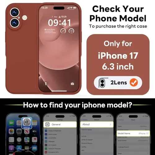 Vooii Magnetic for iPhone 17 Case, Magsafe bilan mos (Premium suyuq silikon) (O'rnatilgan kamera boshqaruv tugmasi) To'liq korpusli himoya chizishga qarshi mikrofiber astar 6.3