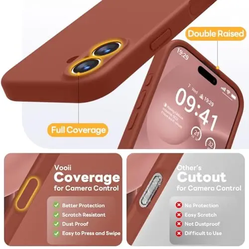 Vooii Magnetic for iPhone 17 Case, Magsafe bilan mos (Premium suyuq silikon) (O'rnatilgan kamera boshqaruv tugmasi) To'liq korpusli himoya chizishga qarshi mikrofiber astar 6.3