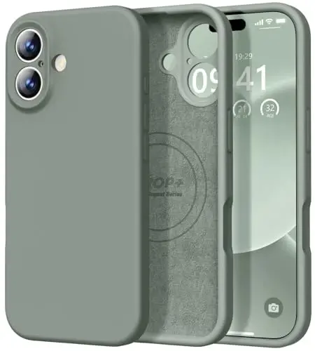 Vooii Magnetic for iPhone 17 Case, Magsafe bilan mos (Premium suyuq silikon) (O'rnatilgan kamera boshqaruv tugmasi) To'liq tanani himoya qiluvchi tirnalishga qarshi mikrofiber astar 6,3 dyuym, kalk ohak yashil - 1