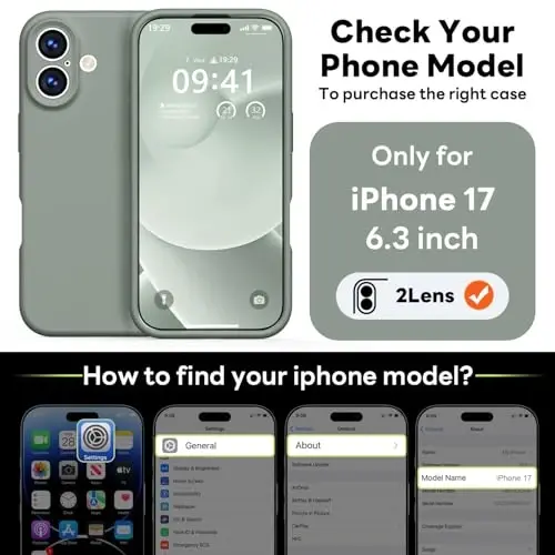 Vooii Magnetic for iPhone 17 Case, Magsafe bilan mos (Premium suyuq silikon) (O'rnatilgan kamera boshqaruv tugmasi) To'liq tanani himoya qiluvchi tirnalishga qarshi mikrofiber astar 6,3 dyuym, kalk ohak yashil - 2
