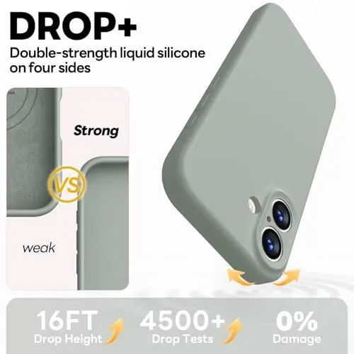 Vooii Magnetic for iPhone 17 Case, Magsafe bilan mos (Premium suyuq silikon) (O'rnatilgan kamera boshqaruv tugmasi) To'liq tanani himoya qiluvchi tirnalishga qarshi mikrofiber astar 6,3 dyuym, kalk ohak yashil - 4