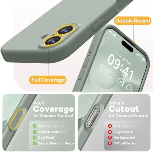 Vooii Magnetic for iPhone 17 Case, Magsafe bilan mos (Premium suyuq silikon) (O'rnatilgan kamera boshqaruv tugmasi) To'liq tanani himoya qiluvchi tirnalishga qarshi mikrofiber astar 6,3 dyuym, kalk ohak yashil - 5