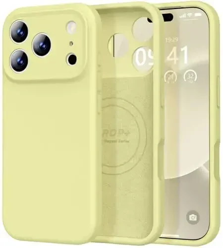 Vooii Magnetic for iPhone 17 Pro Case, Compatible with Magsafe (Premium Liquid Silicone) (Integrated Camera Control Button) Full Body Protective Anti-Scratch Microfiber Lining 6.3