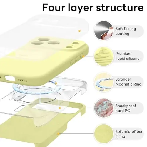 Vooii Magnetic for iPhone 17 Pro Case, Compatible with Magsafe (Premium Liquid Silicone) (Integrated Camera Control Button) Full Body Protective Anti-Scratch Microfiber Lining 6.3