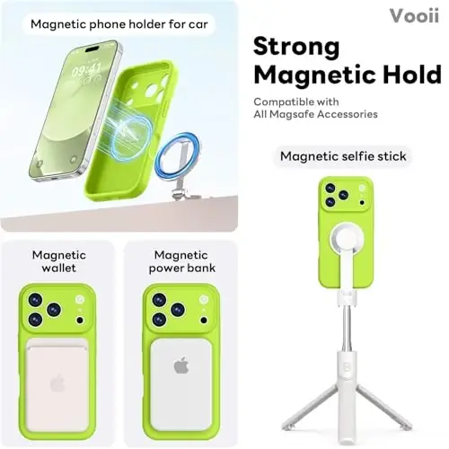 Vooii Magnetic for iPhone 17 Pro Case, Compatible with Magsafe (Premium Liquid Silicone) (Integrated Camera Control Button) Full Body Protective Anti-Scratch Microfiber Lining 6.3