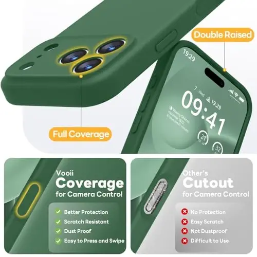 Vooii Magnetic for iPhone 17 Pro Case, Compatible with Magsafe (Premium Liquid Silicone) (Integrated Camera Control Button) Full Body Protective Anti-Scratch Microfiber Lining 6.3