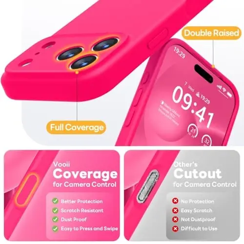 Vooii Magnetic for iPhone 17 Pro Case, Compatible with Magsafe (Premium Liquid Silicone) (Integrated Camera Control Button) Full Body Protective Anti-Scratch Microfiber Lining 6.3