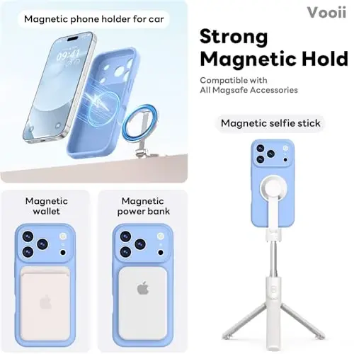 Vooii Magnetic for iPhone 17 Pro Case, Compatible with Magsafe (Premium Liquid Silicone) (Integrated Camera Control Button) Full Body Protective Anti-Scratch Microfiber Lining 6.3