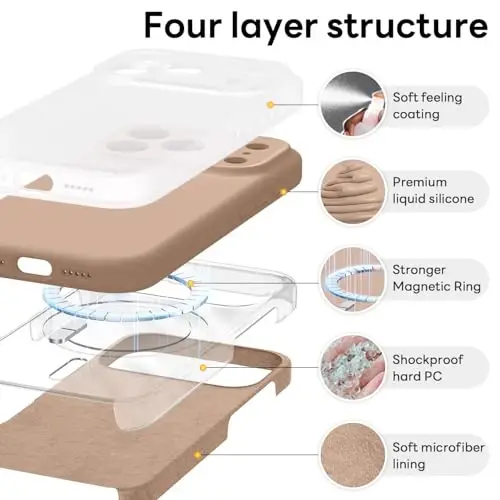 Vooii Magnetic for iPhone 17 Pro Case, Compatible with Magsafe (Premium Liquid Silicone) (Integrated Camera Control Button) Full Body Protective Anti-Scratch Microfiber Lining 6.3
