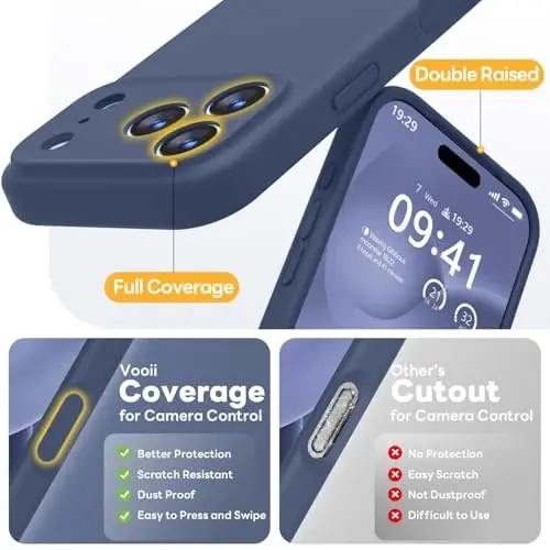 Vooii Magnetic for iPhone 17 Pro Case, Compatible with Magsafe (Premium Liquid Silicone) (Integrated Camera Control Button) Full Body Protective Anti-Scratch Microfiber Lining 6.3