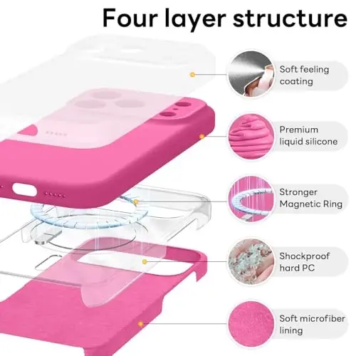 Vooii Magnetic for iPhone 17 Pro Case, Compatible with Magsafe (Premium Liquid Silicone) (Integrated Camera Control Button) Full Body Protective Anti-Scratch Microfiber Lining 6.3