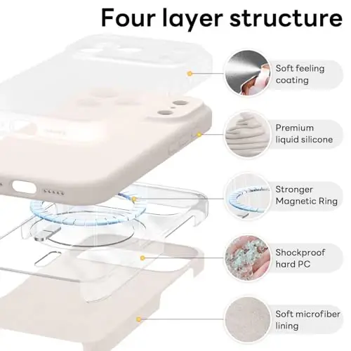 Vooii Magnetic for iPhone 17 Pro Case, Compatible with Magsafe (Premium Liquid Silicone) (Integrated Camera Control Button) Full Body Protective Anti-Scratch Microfiber Lining 6.3