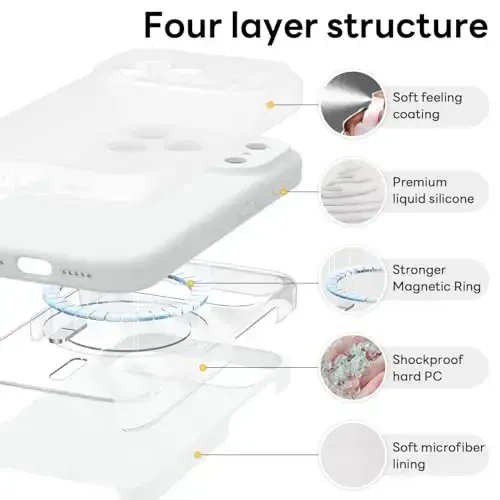 Vooii Magnetic for iPhone 17 Pro Case, Compatible with Magsafe (Premium Liquid Silicone) (Integrated Camera Control Button) Full Body Protective Anti-Scratch Microfiber Lining 6.3