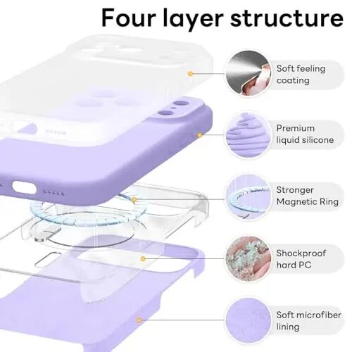 Vooii Magnetic for iPhone 17 Pro Case, Magsafe bilan mos (Premium Suyuq silikon) (O'rnatilgan Kamera Boshqaruv Tugmasi) To'liq Himoya Chizishga Qarshi Mikrofiber Astar 6.3