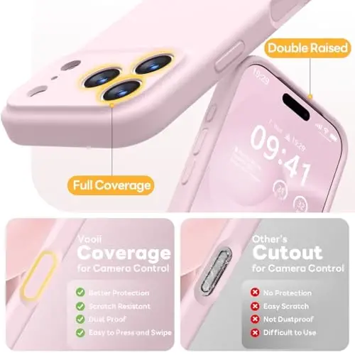 Vooii Magnetic for iPhone 17 Pro Case, Magsafe bilan mos (Premium suyuq silikon) (Oʻrnatilgan kamera boshqaruv tugmasi) Toʻliq himoya qiluvchi tirnalishga qarshi mikrofiber astar 6.3