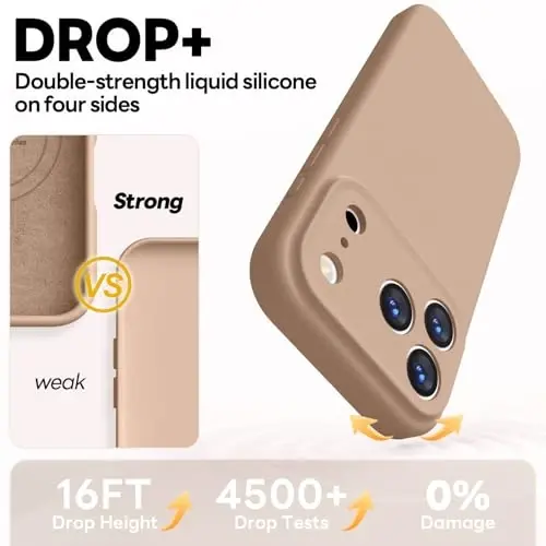 Vooii Magnetic for iPhone 17 Pro Case, Magsafe bilan mos (Premium suyuq silikon) (Oʻrnatilgan kamera boshqaruv tugmasi) Toʻliq himoya qiluvchi tirnalishga qarshi mikrofiber astar 6,3