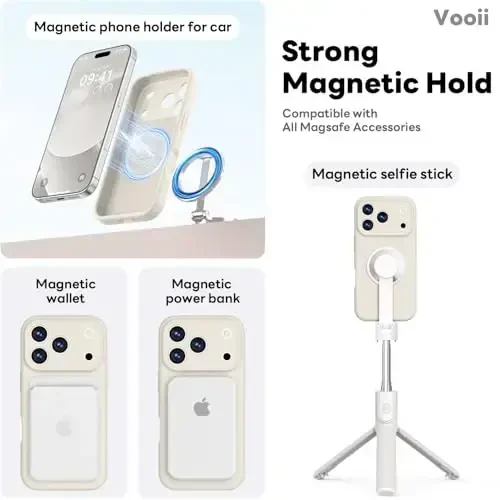 Vooii Magnetic for iPhone 17 Pro Case, Magsafe bilan mos (Premium suyuq silikon) (Oʻrnatilgan kamera boshqaruv tugmasi) Toʻliq himoya qiluvchi tirnalishga qarshi mikrofiber astar 6.3