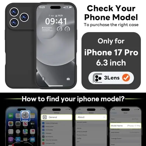 Vooii Magnetic for iPhone 17 Pro Case, Magsafe bilan mos (Premium suyuq silikon) (Oʻrnatilgan kamera boshqaruv tugmasi) Toʻliq himoya, tirnalishga qarshi mikrofiber astar 6,3