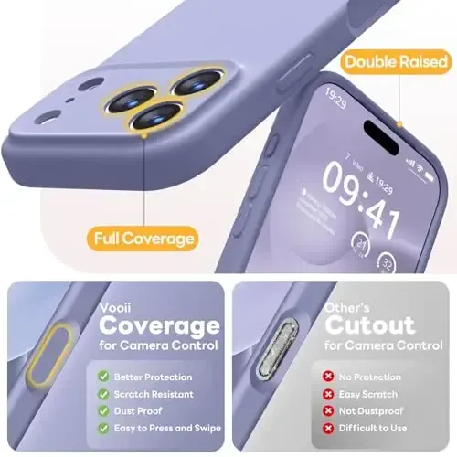 Vooii Magnetic for iPhone 17 Pro Case, Magsafe bilan mos (Premium suyuq silikon) (Oʻrnatilgan kamera boshqaruv tugmasi) Toʻliq korpusli himoya chizilishga qarshi mikrofiber astar 6.3