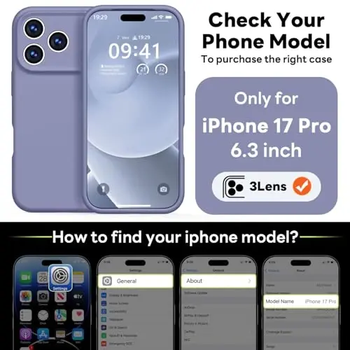 Vooii Magnetic for iPhone 17 Pro Case, Magsafe bilan mos (Premium suyuq silikon) (Oʻrnatilgan kamera boshqaruv tugmasi) Toʻliq korpusli himoya chizilishga qarshi mikrofiber astar 6.3