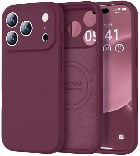 Vooii Magnetic for iPhone 17 Pro Case, Magsafe bilan mos (Premium suyuq silikon) (O'rnatilgan kamera boshqaruv tugmasi) To'liq tana himoyasi Chizishga qarshi mikrofiber astar 6.3